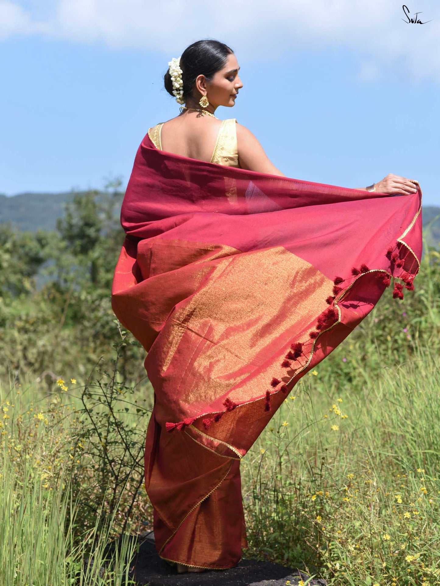 SUTA - Dipped in Wine Cotton Acrylic Saree