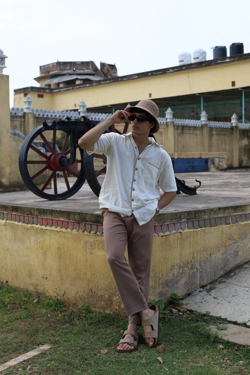 IKSHA - Nawab Shirt with Blue or Red Embroidery