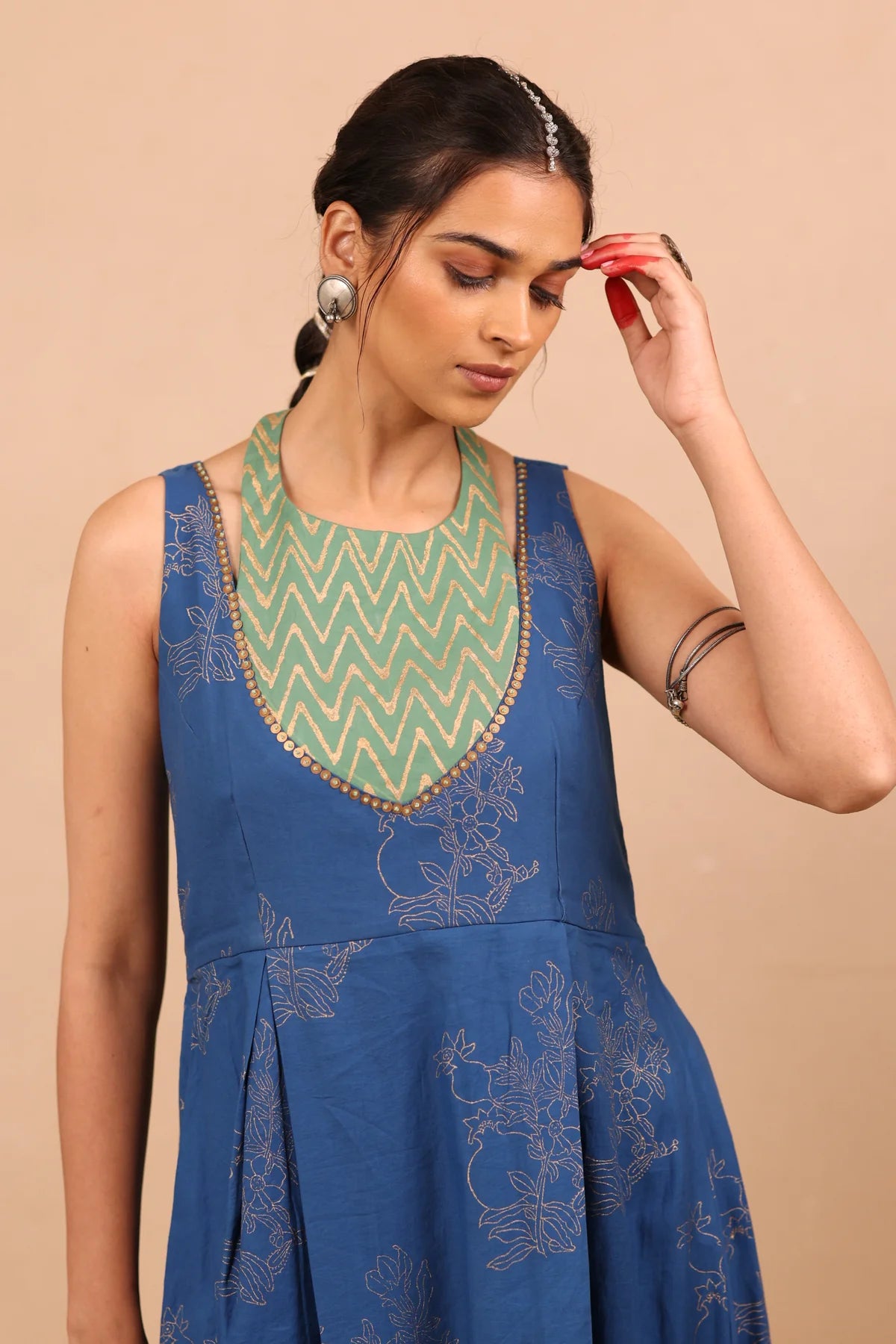 Chhapa - INDIGO ANAAR - Satin Cotton Kurtaset