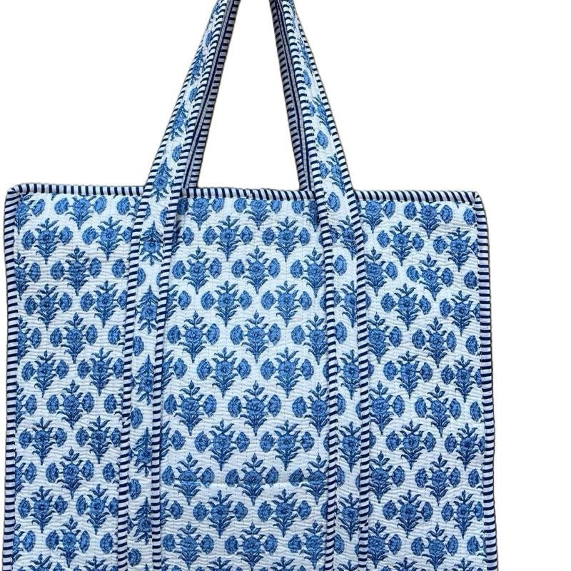Midautumn Rains - Blue Kusum Jaipur Tote Bag