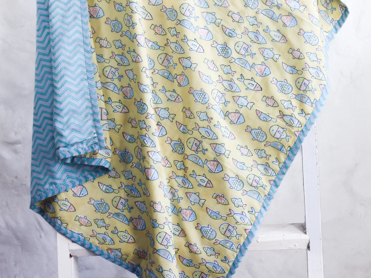 Chhapa - Yellow Fish Kids Quilt