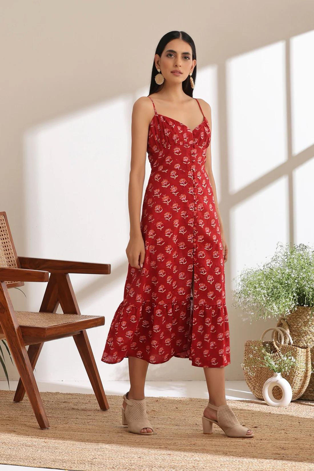 Murraya - Isabel Red Midi Dress