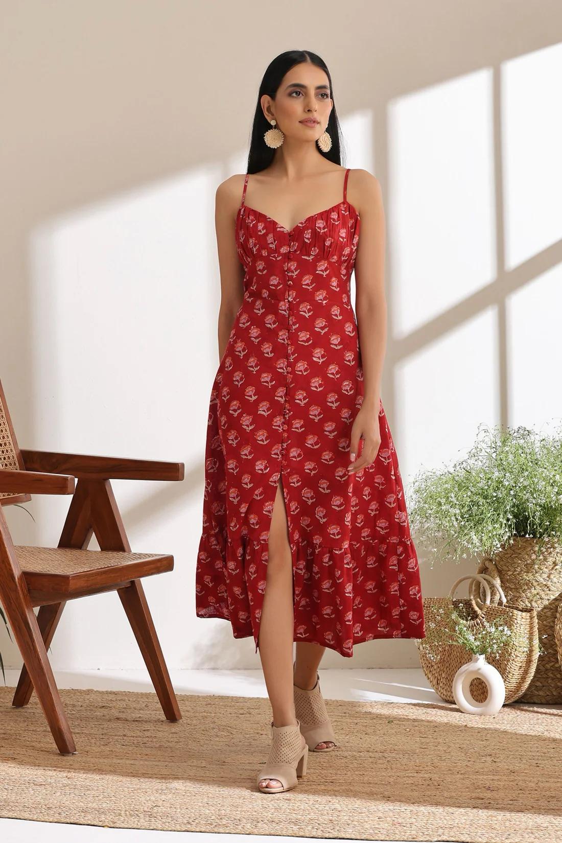 Murraya - Isabel Red Midi Dress