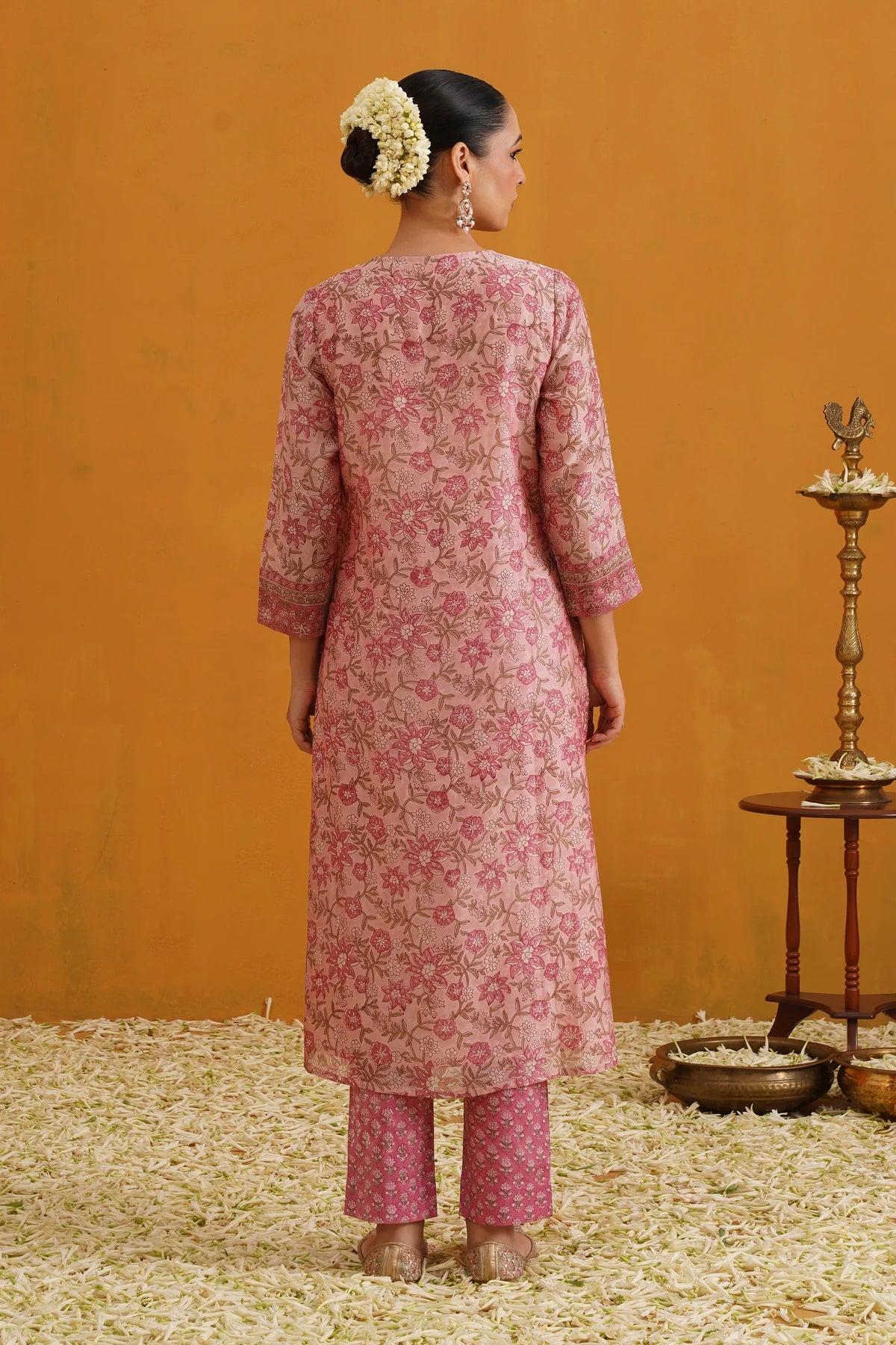 Murraya - Pink Paloma Embroidered Chanderi Kurta Set of 3