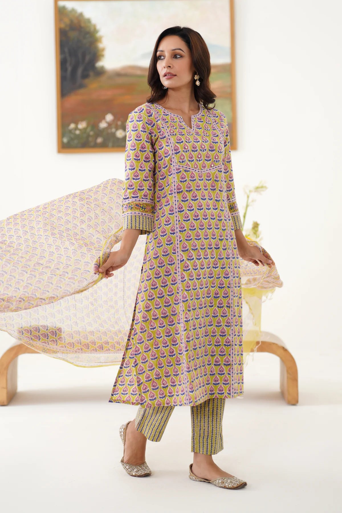 Murraya - Green Kelsey Embroidered Kurta Set of 3