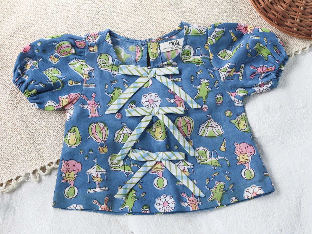 Chhapa - Blue Circus Top & Skort Set