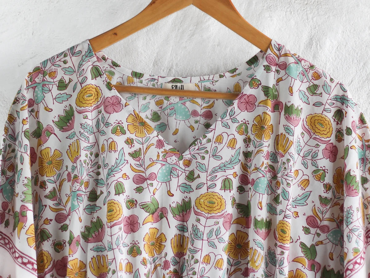Chhapa - Garden Wonderland Kaftan | Hand Block Printed Cotton