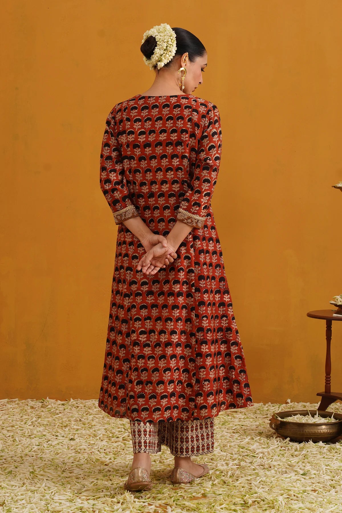Murraya - Brick Red Kalamkari Chanderi Kurta Set of 3