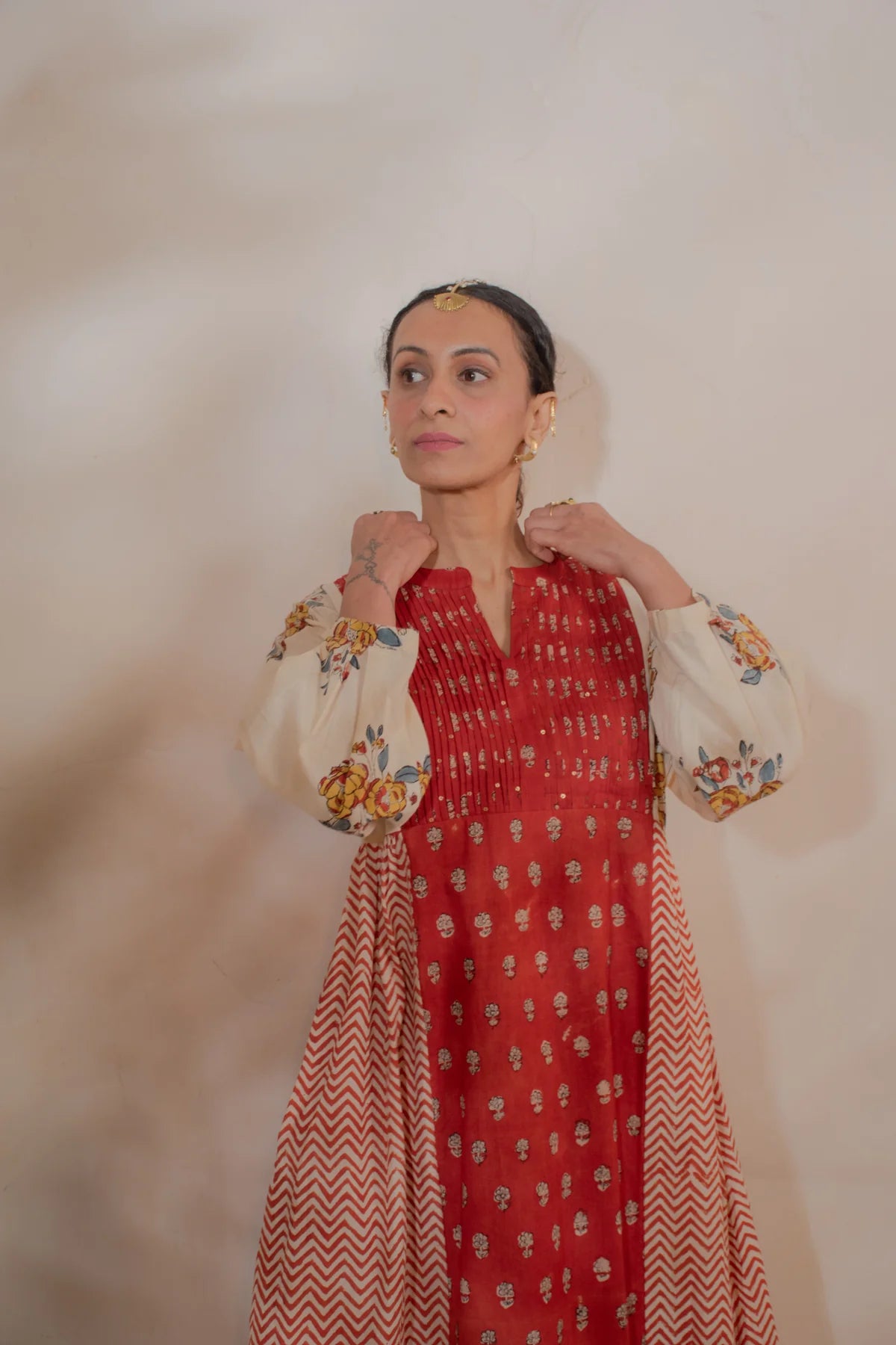 Chhapa - Rosewood Drift Cotton Kurta Set