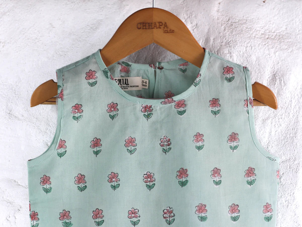 Chhapa - MINT FLOWER TOP & SHORTS SET