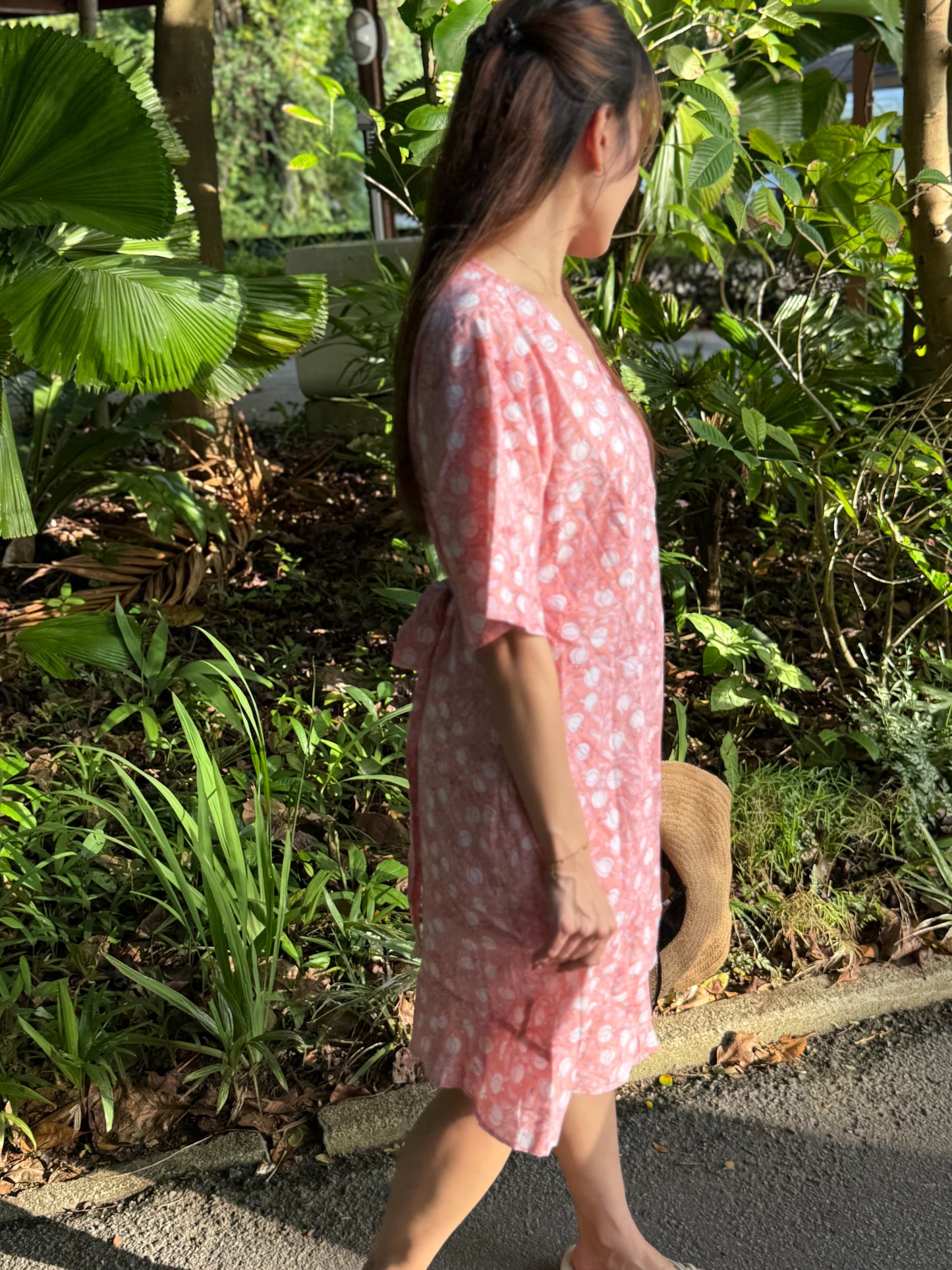 Iksha - Pink Mirage Midi Wrap Dress