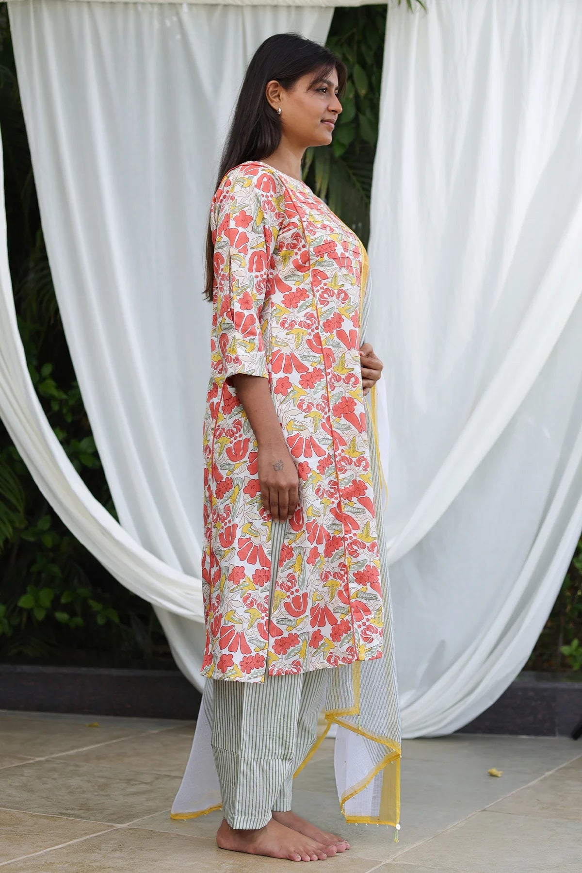 Chhapa - Saree Wali Suit Set | Hand Block Printed Cotton Kurta Set