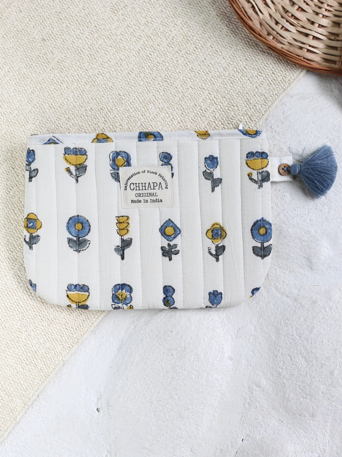 Chhapa - BLUE FLOWER POUCH