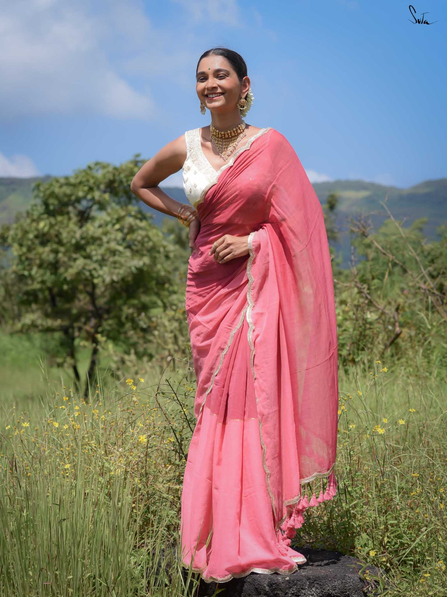 SUTA - Dipped in Coral Mul Cotton