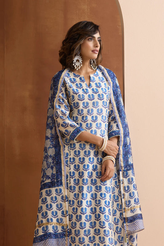 Murraya - Pearl White Chanderi Kurta Set of 3