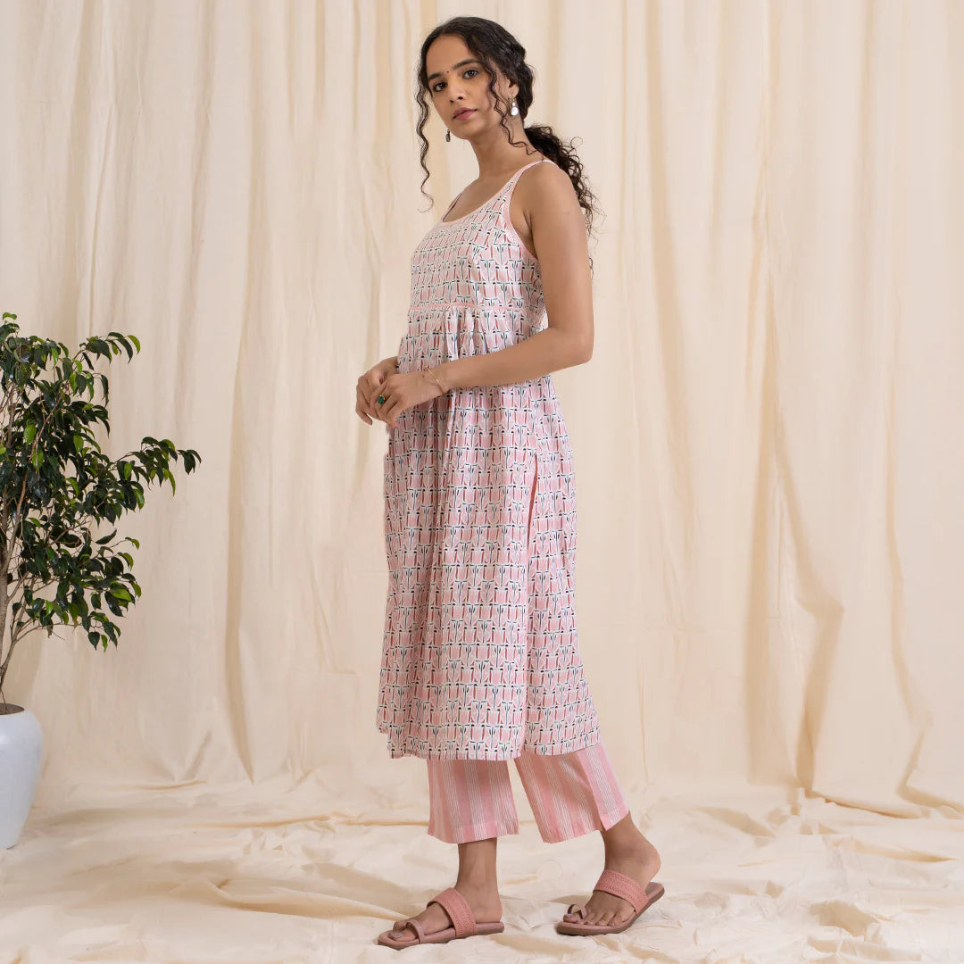 Akiso - Pink Tribal Print Kurta Set