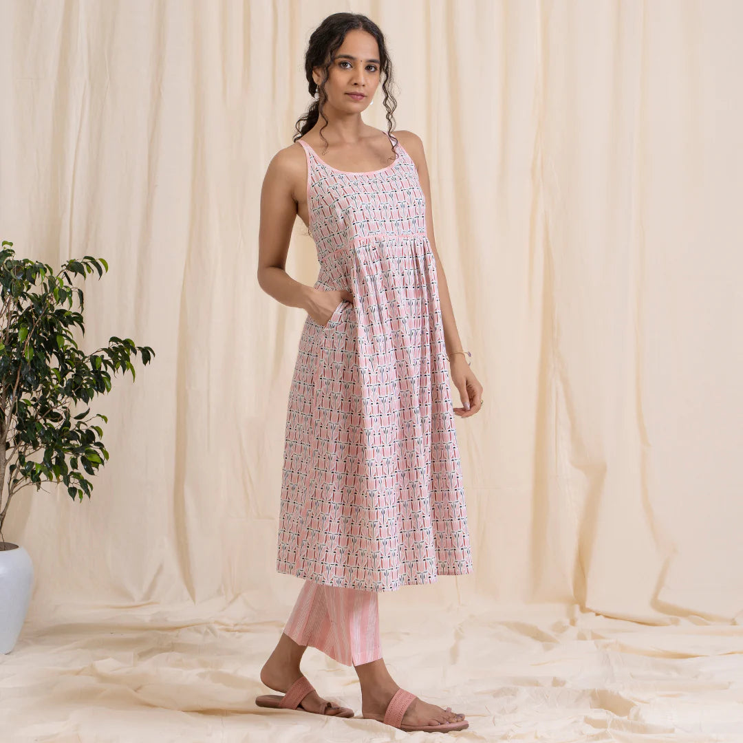 Akiso - Pink Tribal Print Kurta Set