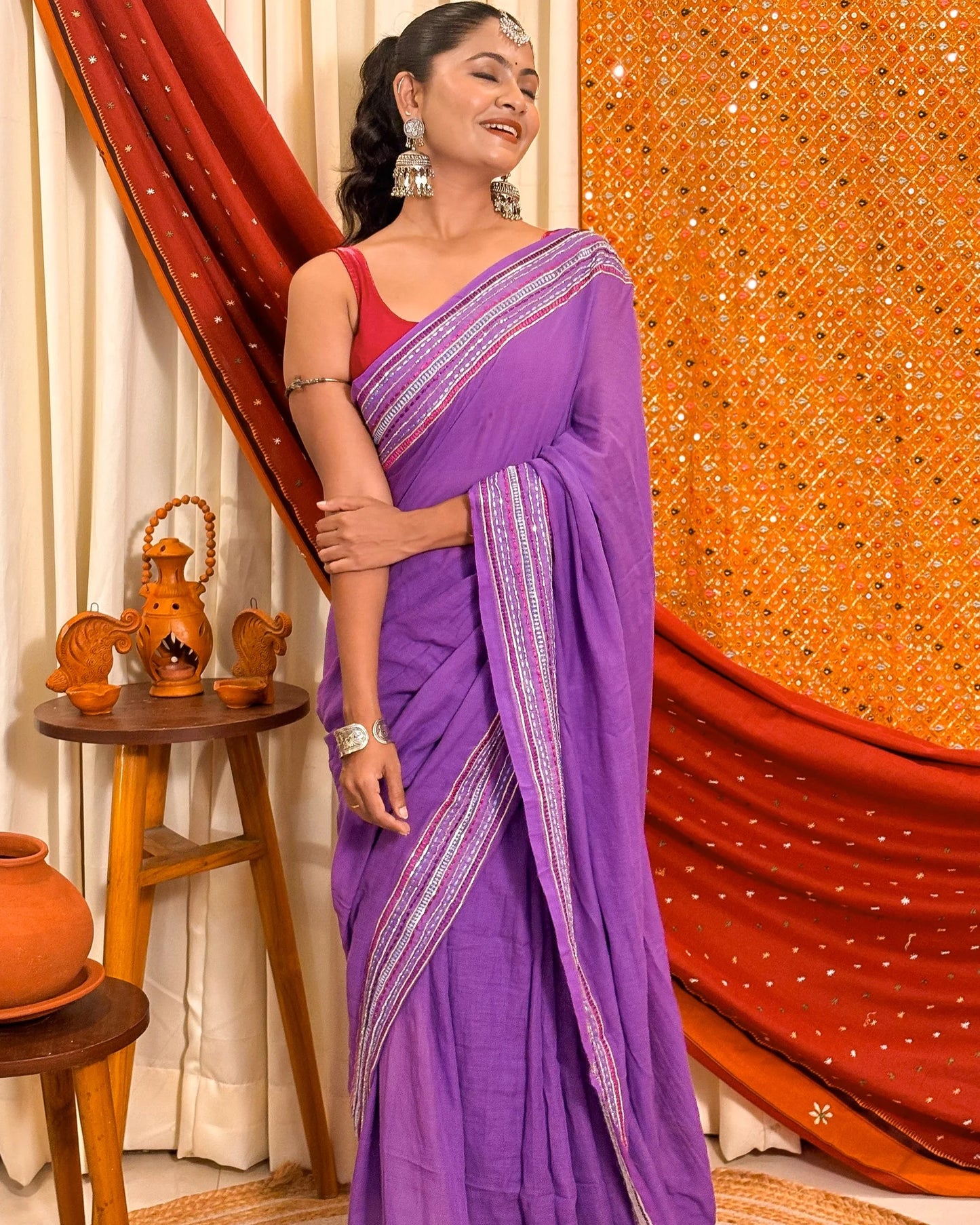 AaMe - Lavender Gleam (Sequins emblished saree)