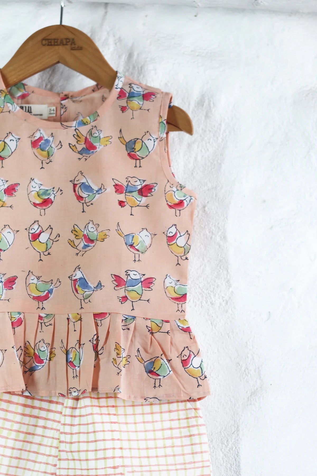 Chhapa - PEACH BIRDS TOP & SHORTS SET