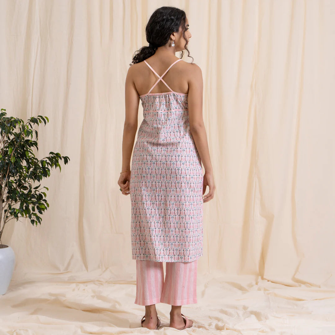 Akiso - Pink Tribal Print Kurta Set