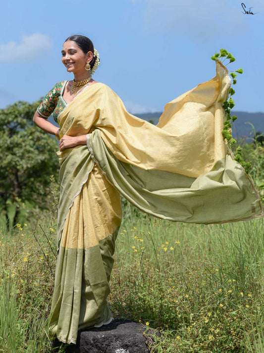 SUTA - Dipped in Pistachio Cotton Acrylic Saree