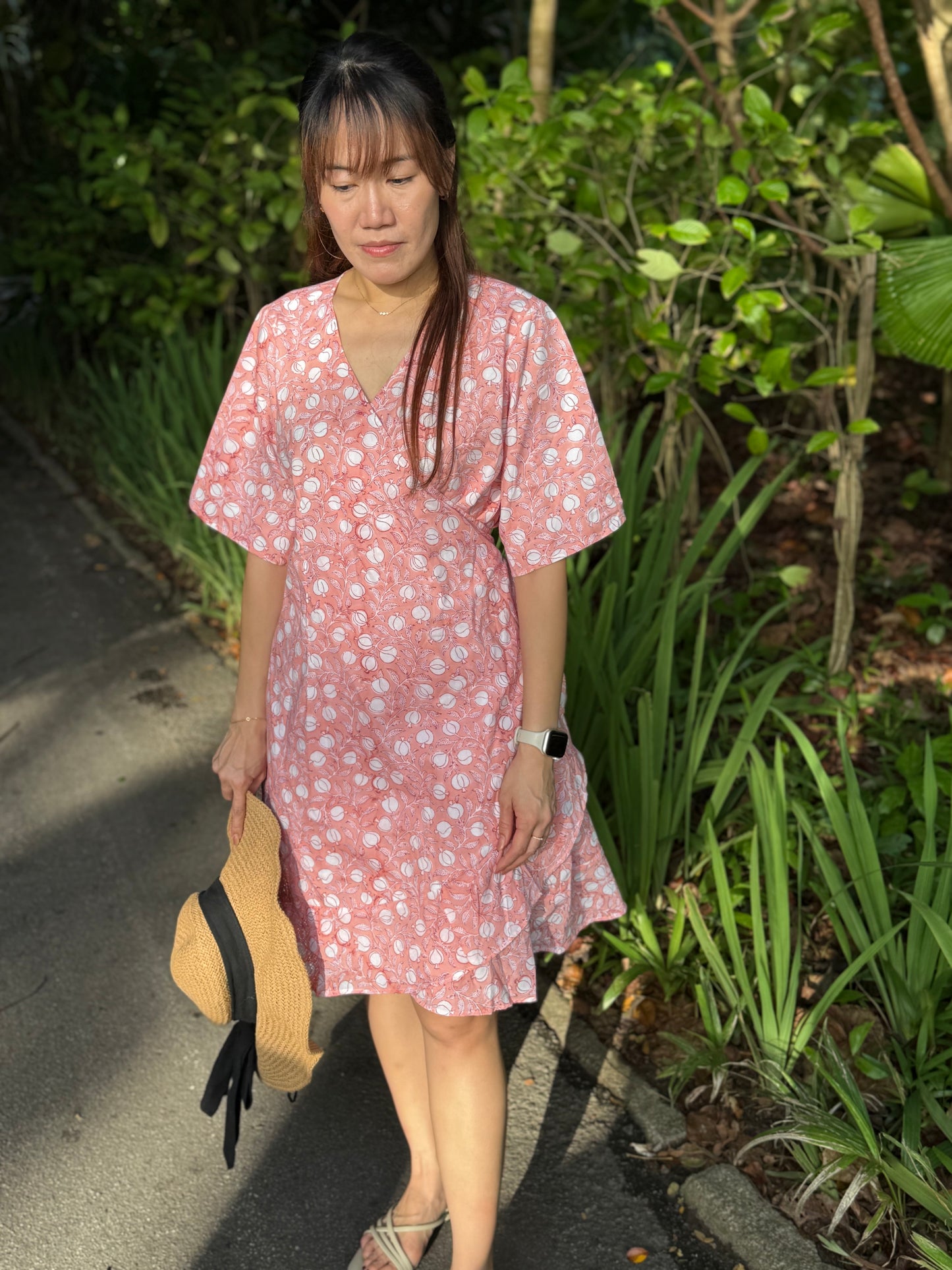 Iksha - Pink Mirage Midi Wrap Dress