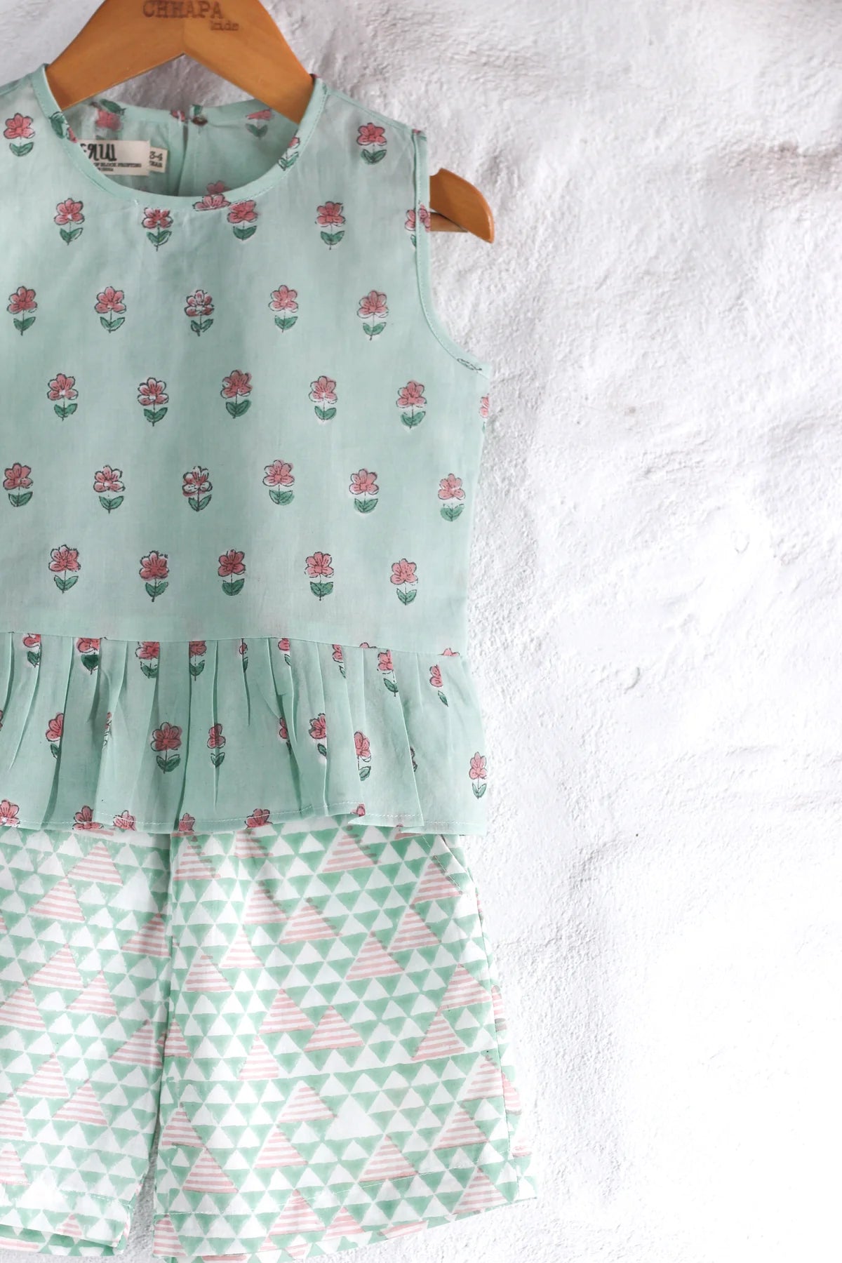 Chhapa - MINT FLOWER TOP & SHORTS SET