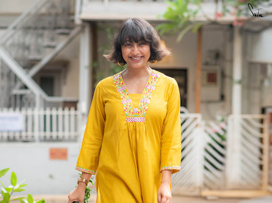 SUTA - MUSTARD SILK KURTA SET