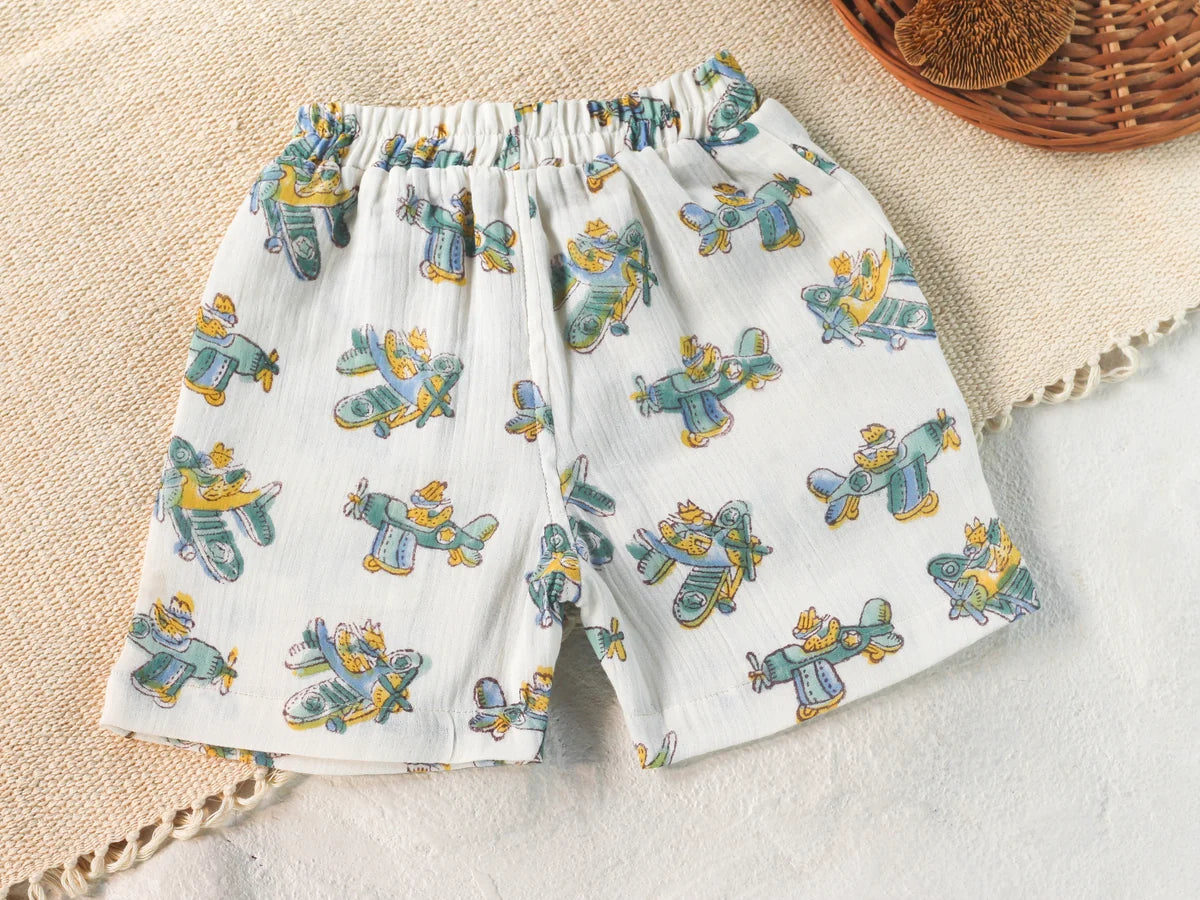 Chhapa - Kids Plane Muslin Shirt & Short Set