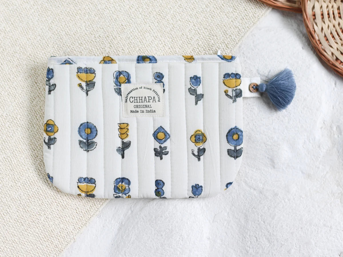 Chhapa - BLUE FLOWER POUCH