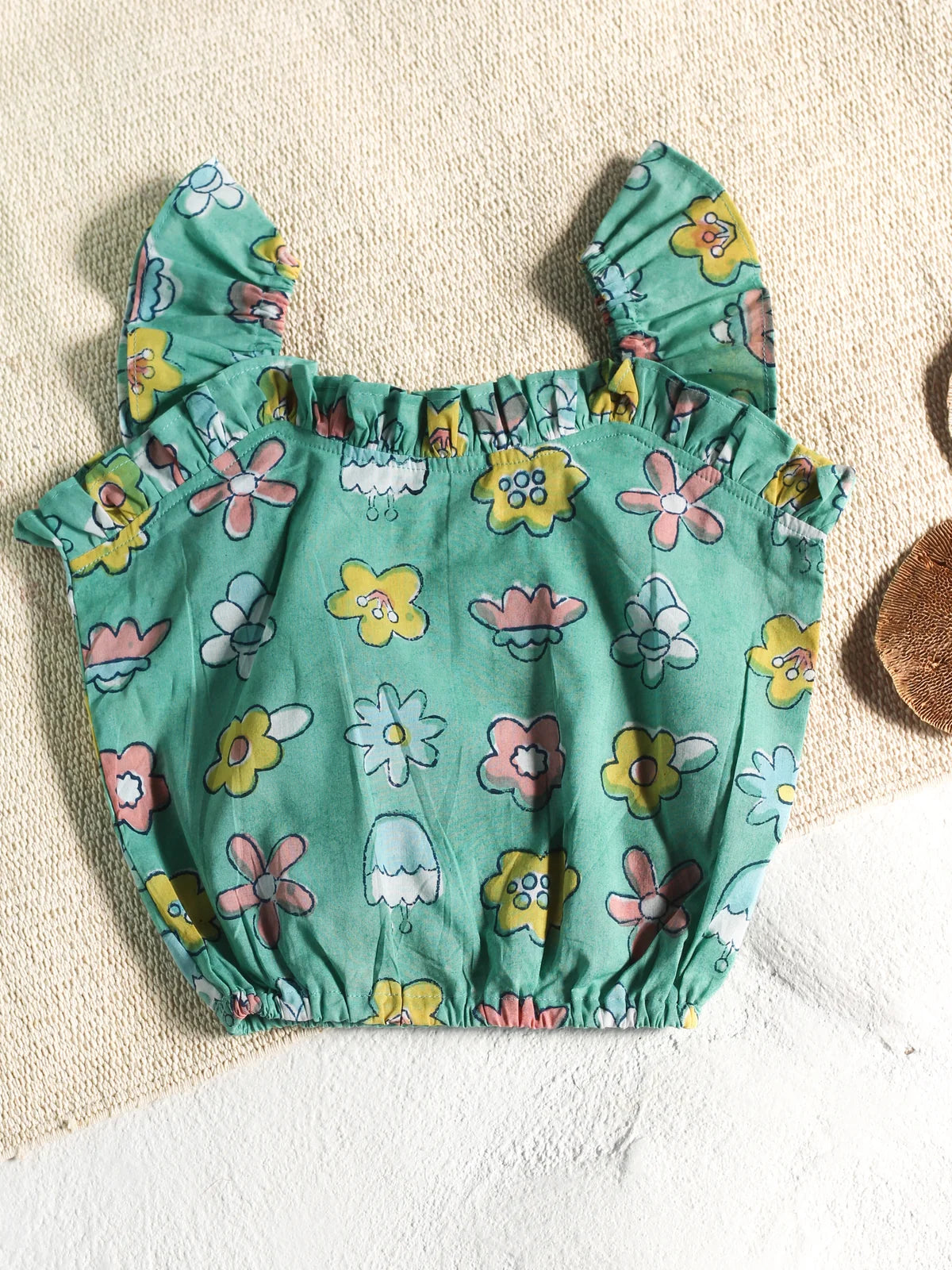 Chhapa - Mint Flower Top & Skort Set