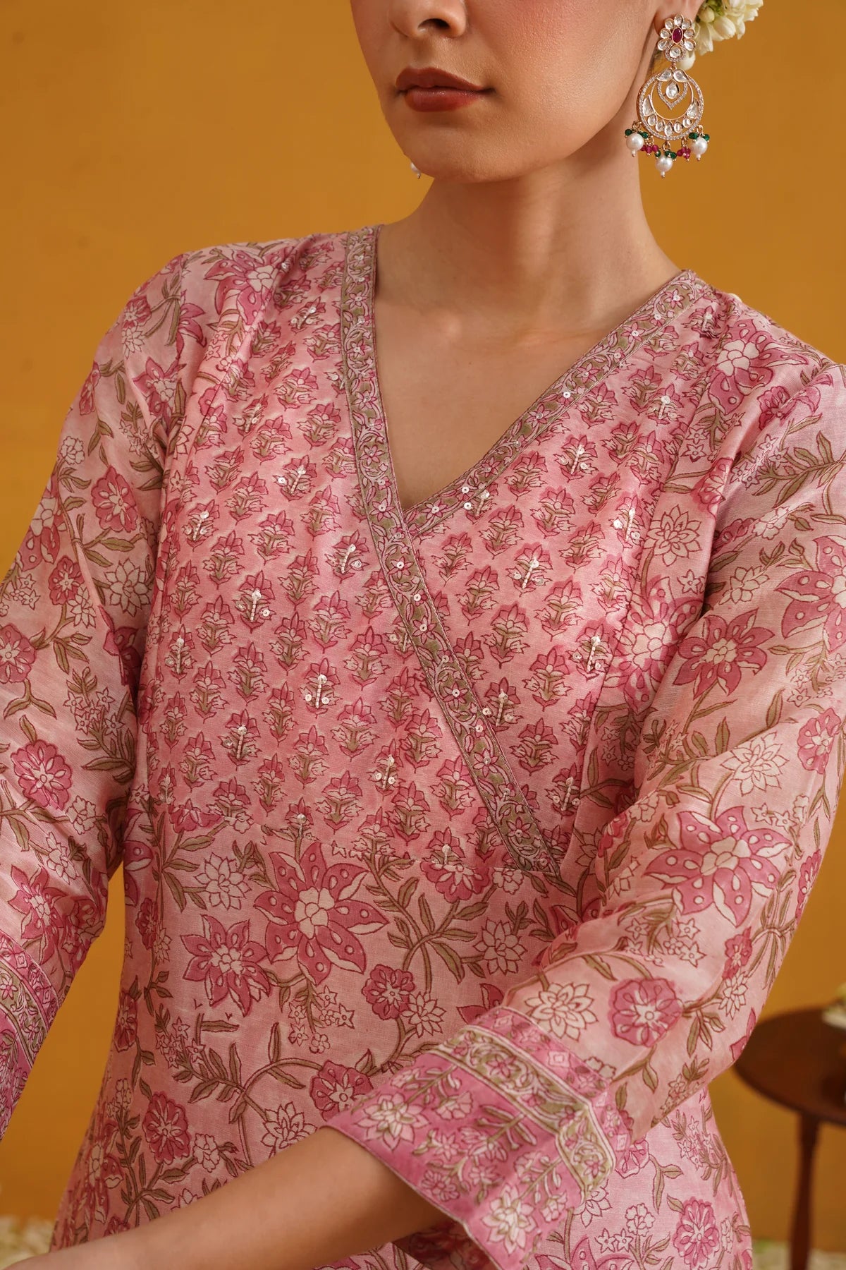Murraya - Pink Paloma Embroidered Chanderi Kurta Set of 3
