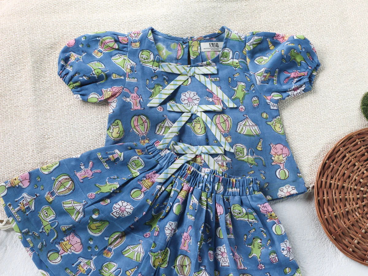Chhapa - Blue Circus Top & Skort Set