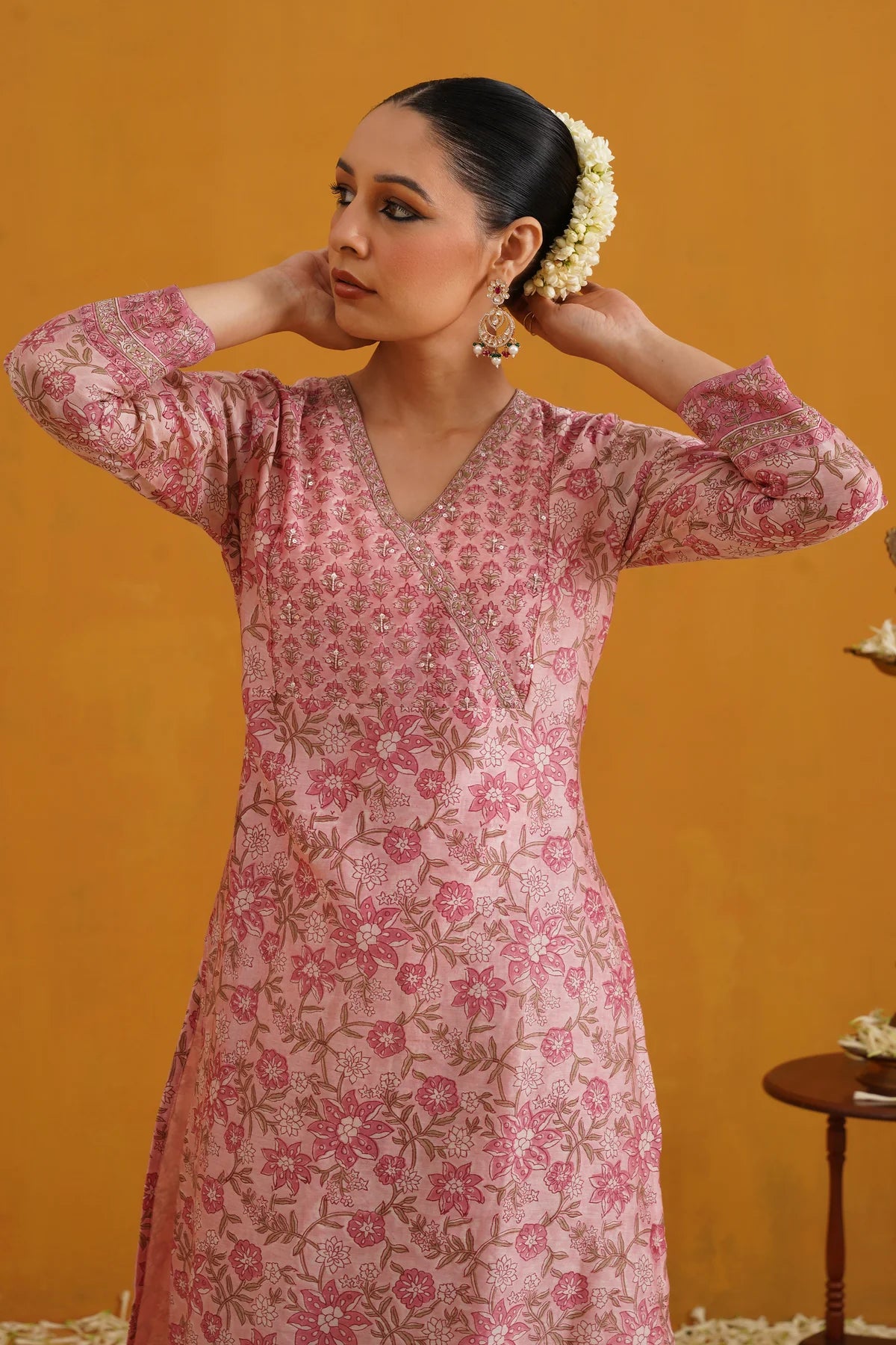 Murraya - Pink Paloma Embroidered Chanderi Kurta Set of 3