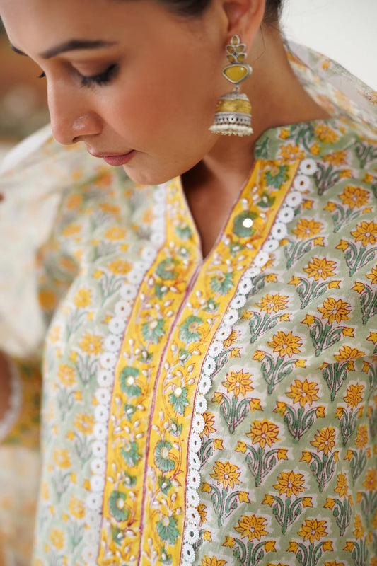 Murraya - Green Noelle Embroidered Kurta Set of 3