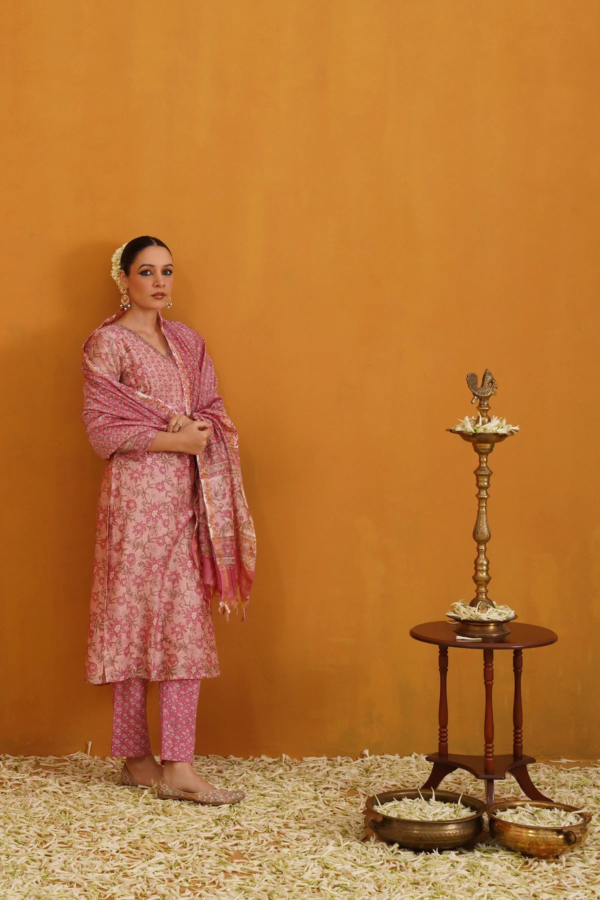 Murraya - Pink Paloma Embroidered Chanderi Kurta Set of 3