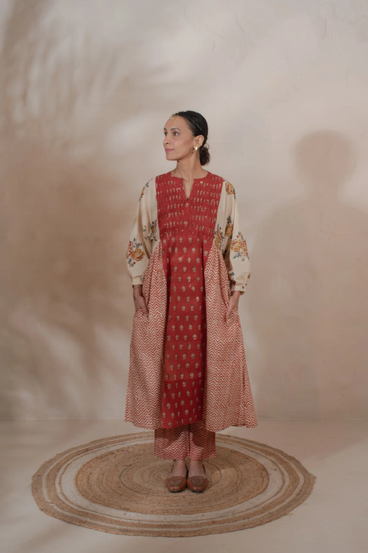 Chhapa - Rosewood Drift Cotton Kurta Set