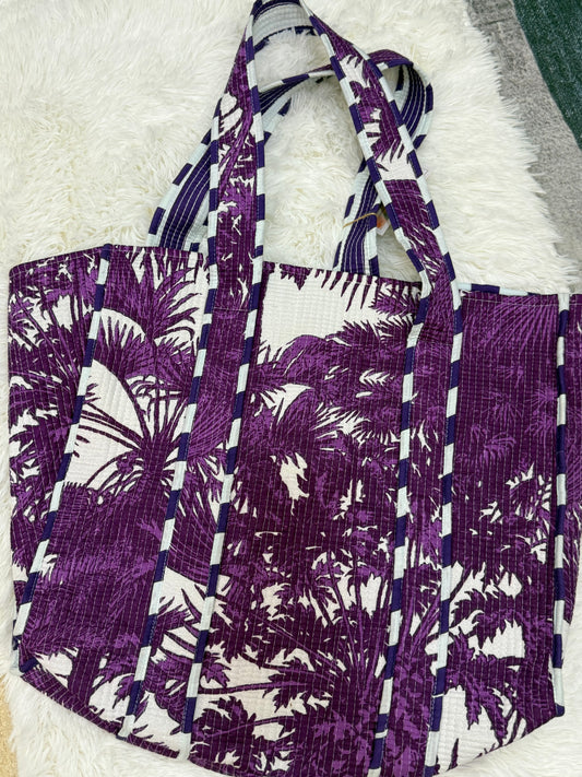Iksha - Purple Floral Tote Bag