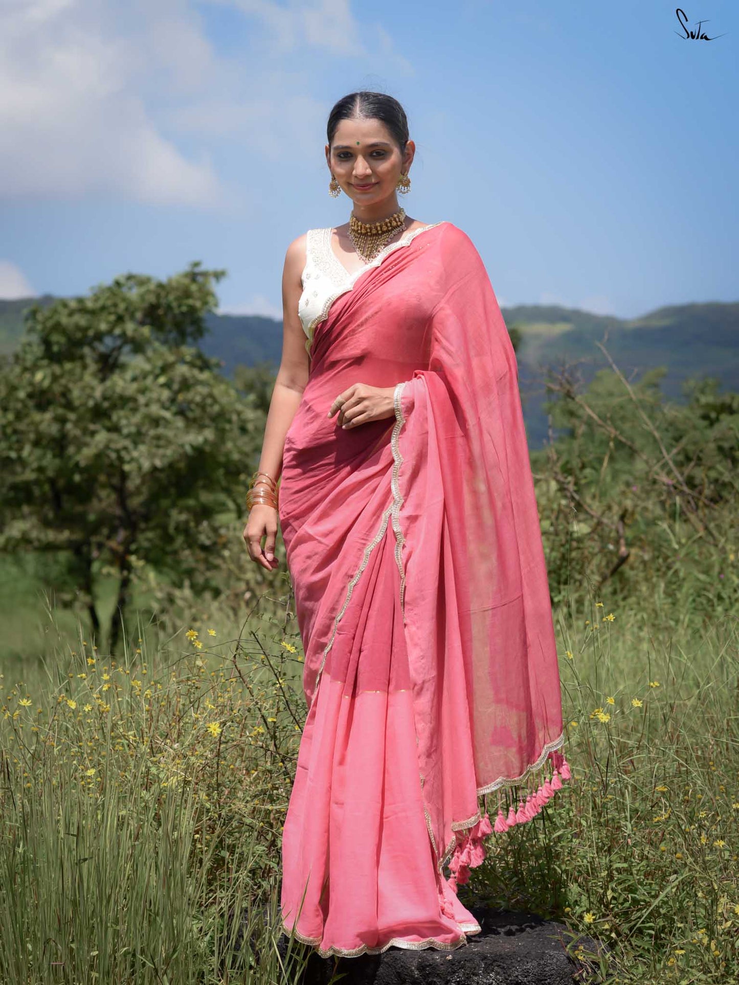 SUTA - Dipped in Coral Mul Cotton