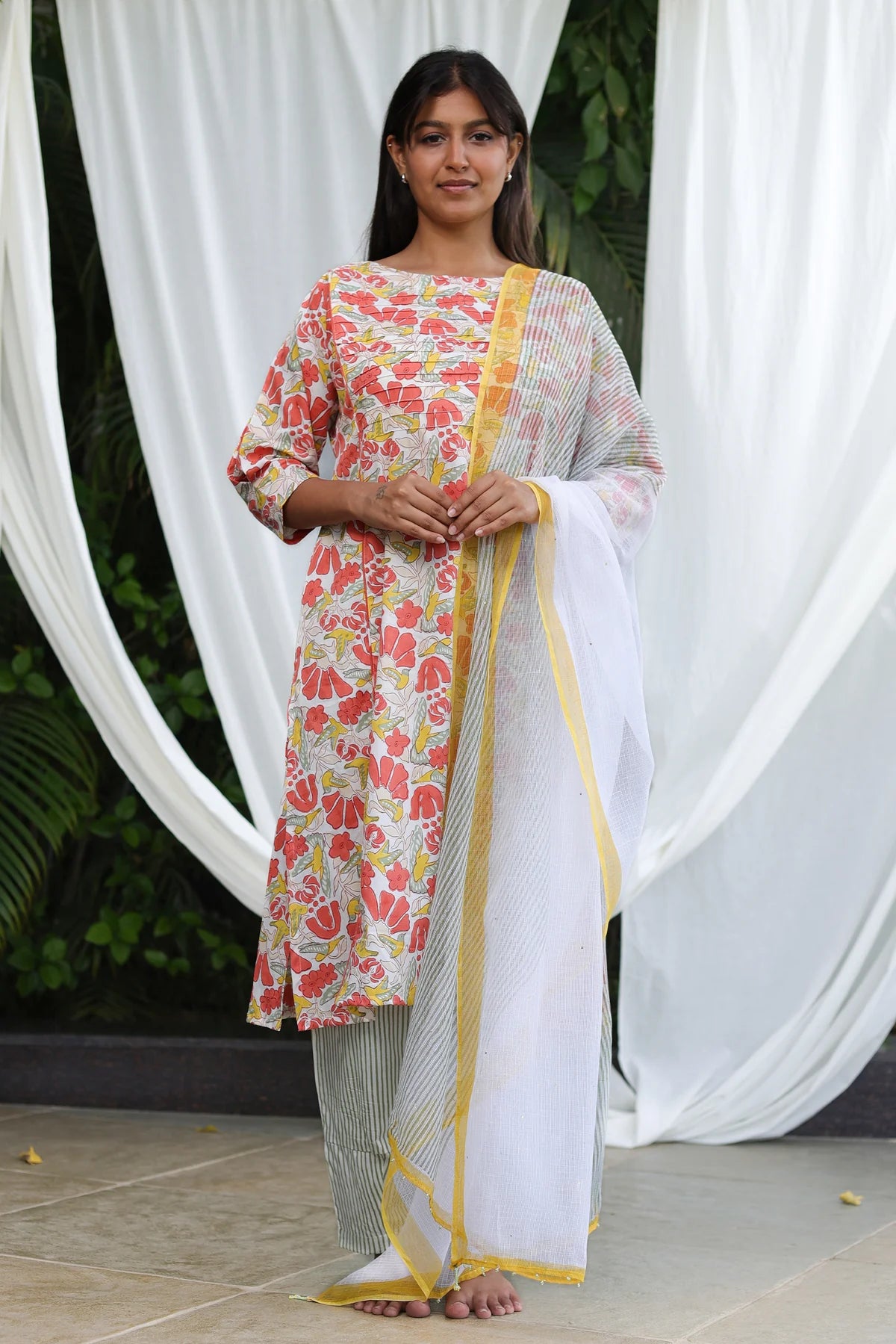 Chhapa - Saree Wali Suit Set | Hand Block Printed Cotton Kurta Set