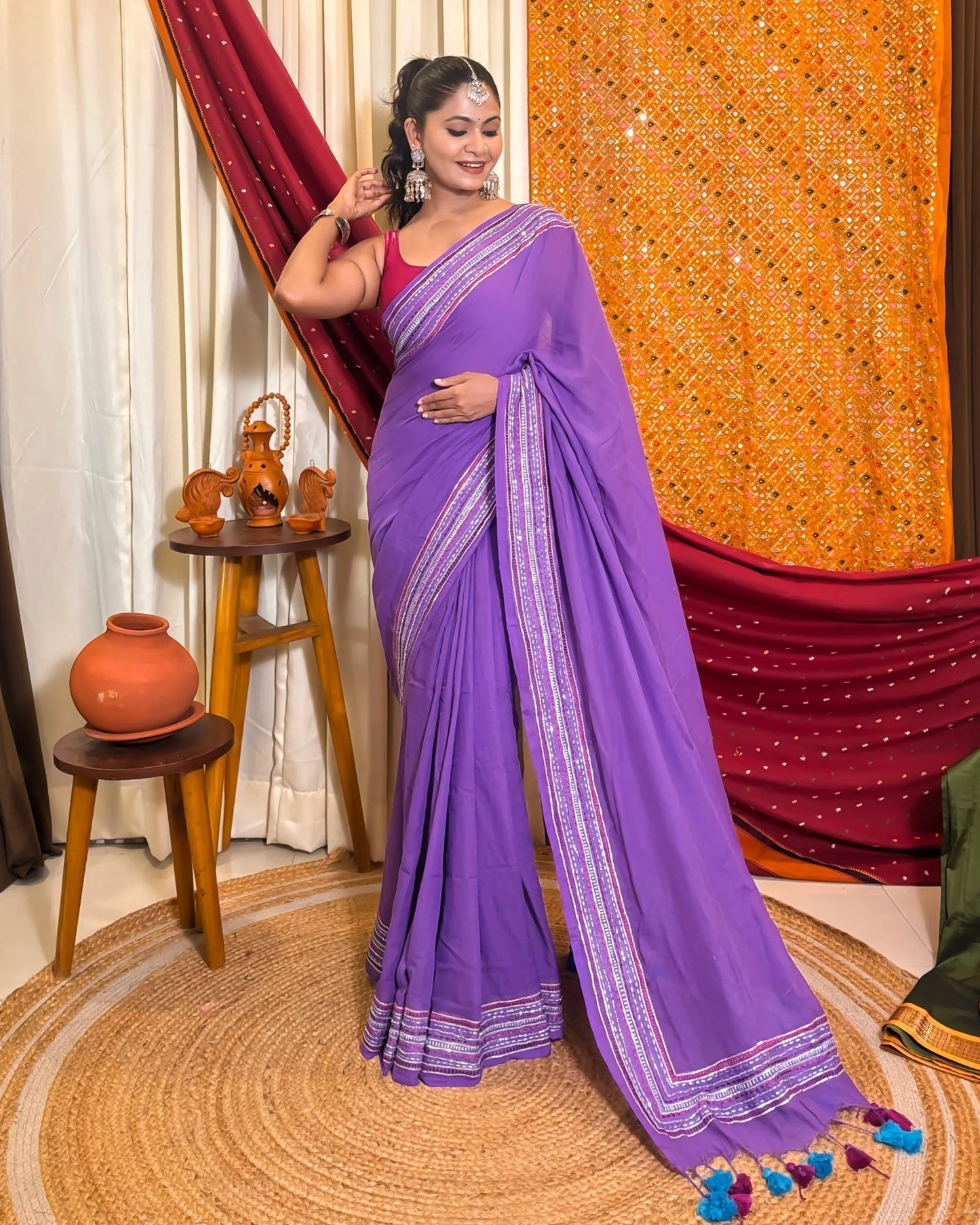 AaMe - Lavender Gleam (Sequins emblished saree)