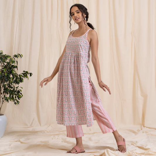 Akiso - Pink Tribal Print Kurta Set