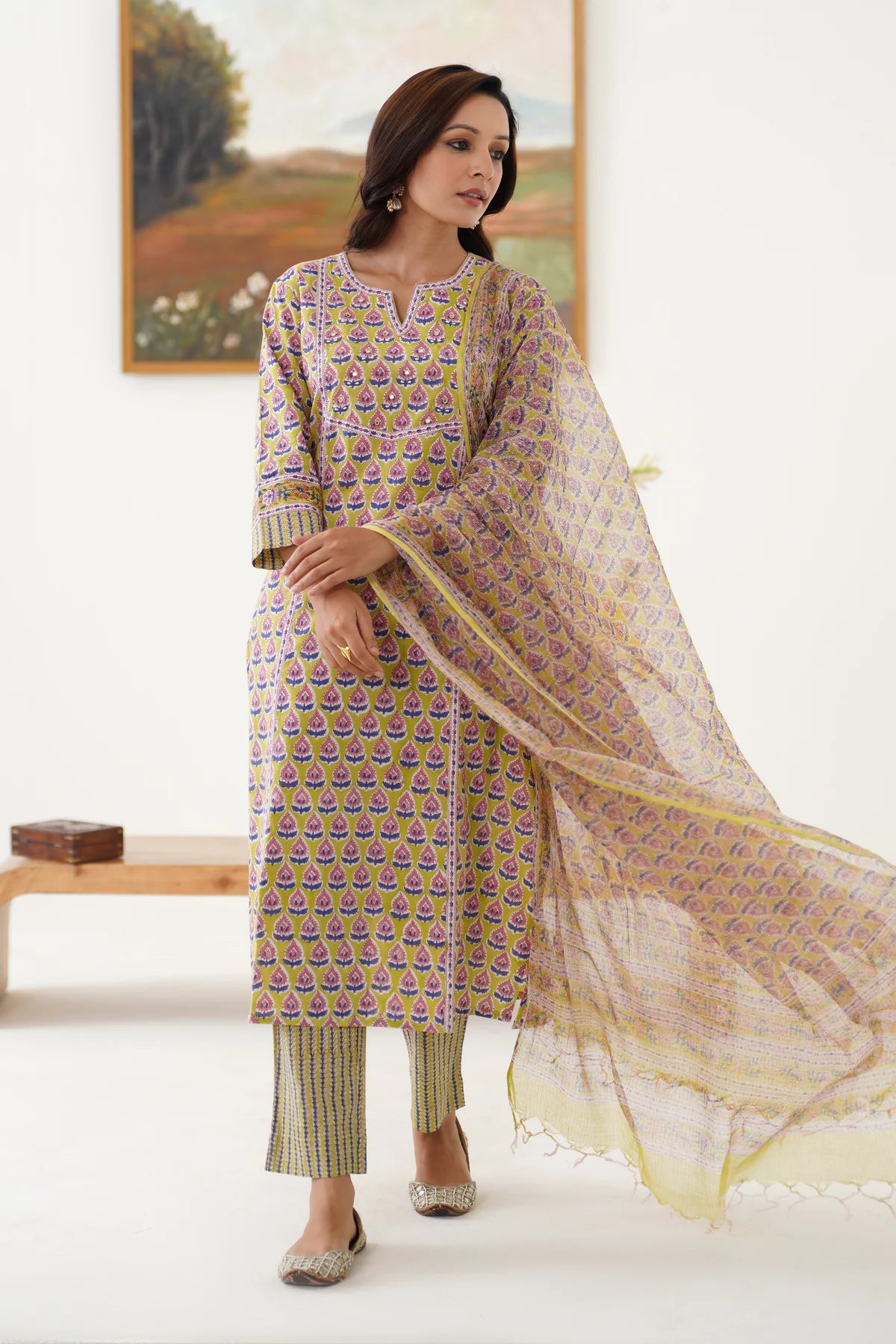 Murraya - Green Kelsey Embroidered Kurta Set of 3