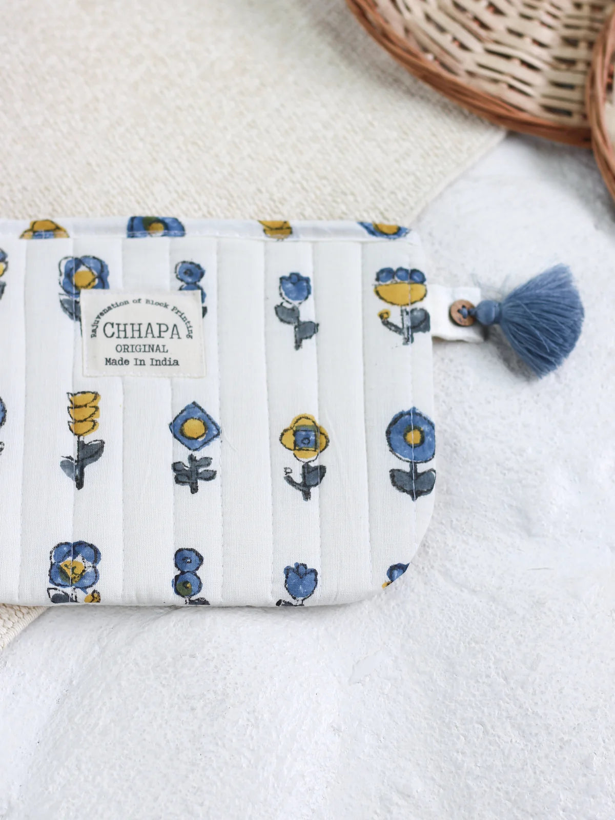 Chhapa - BLUE FLOWER POUCH
