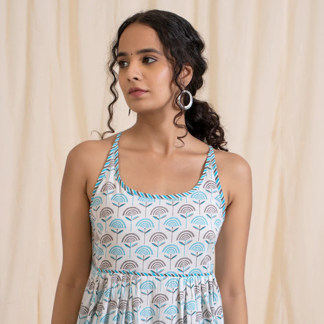 Akiso - Blue Grey Print Kurta Set