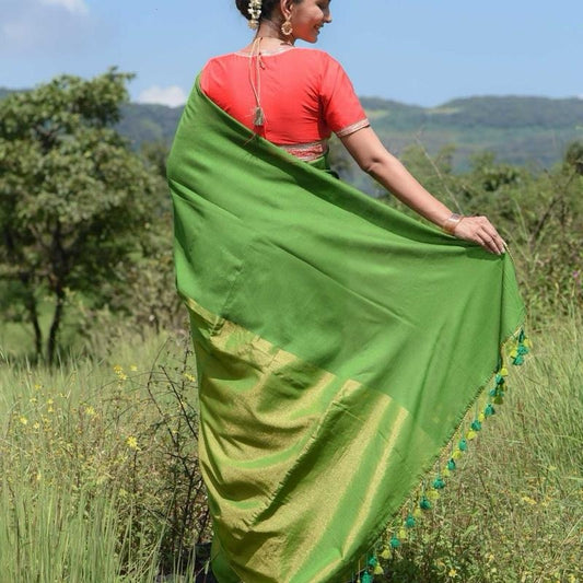 SUTA - Dipped in Matcha Cotton Acrylic Saree