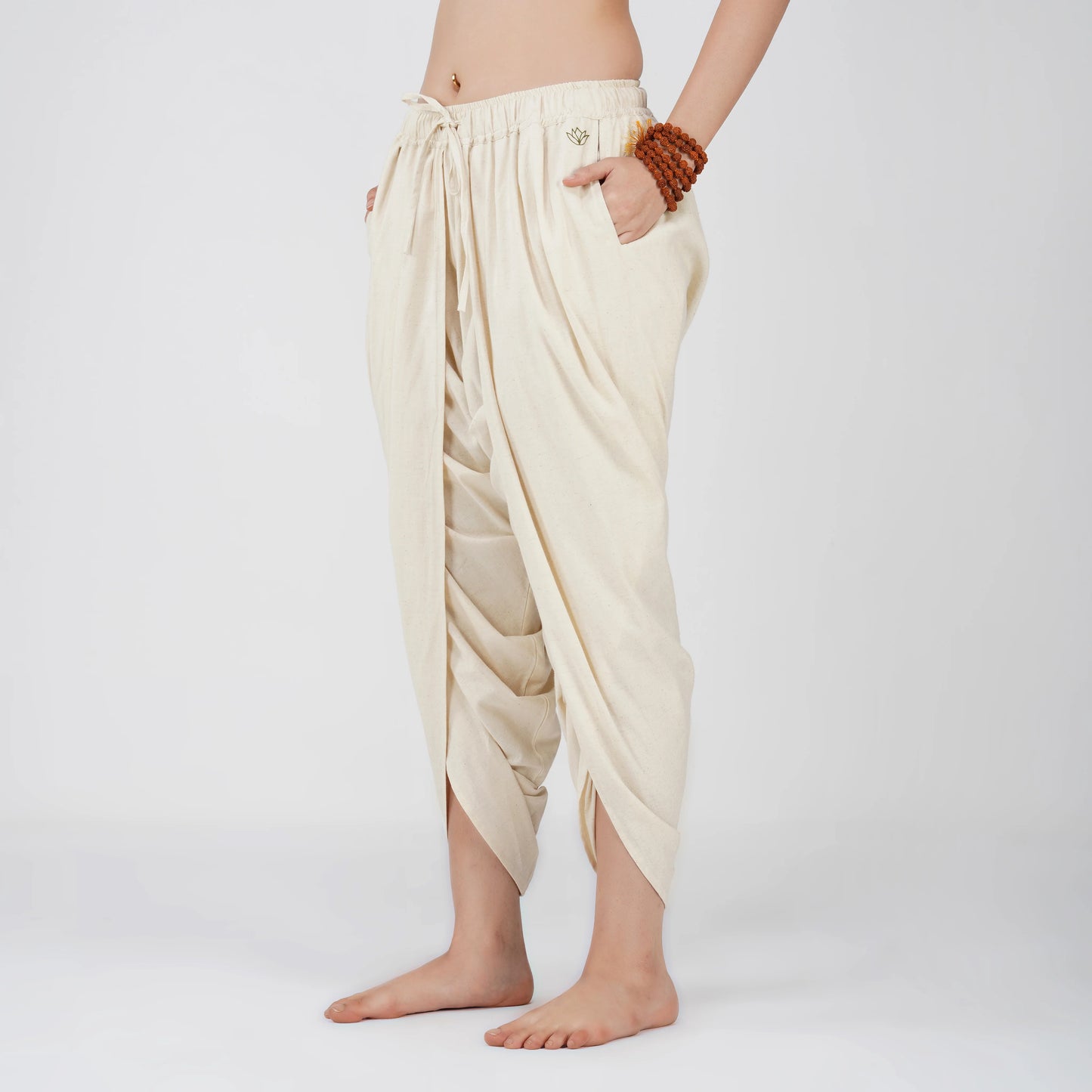 AKISO- Women Cotton Yoga Pants Off White -Akasha