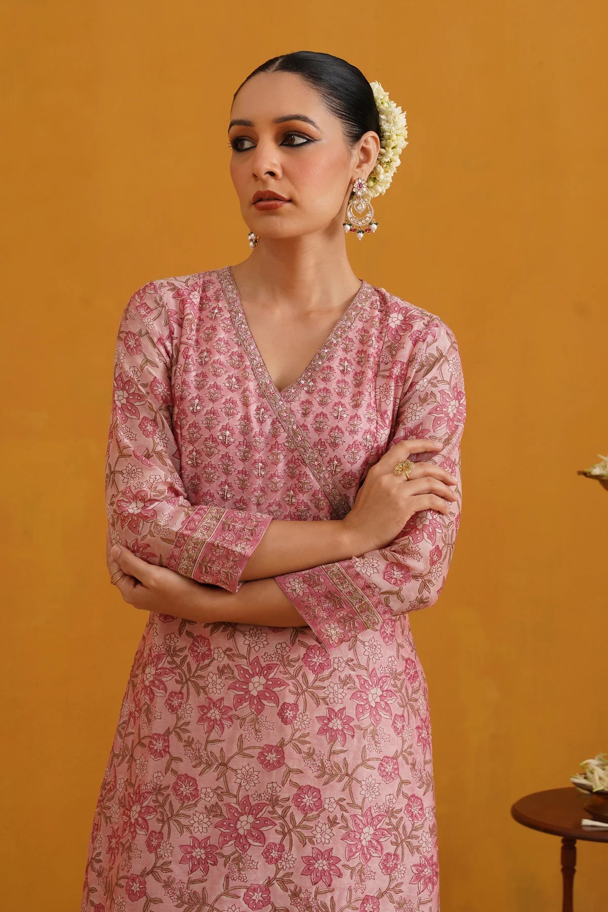 Murraya - Pink Paloma Embroidered Chanderi Kurta Set of 3