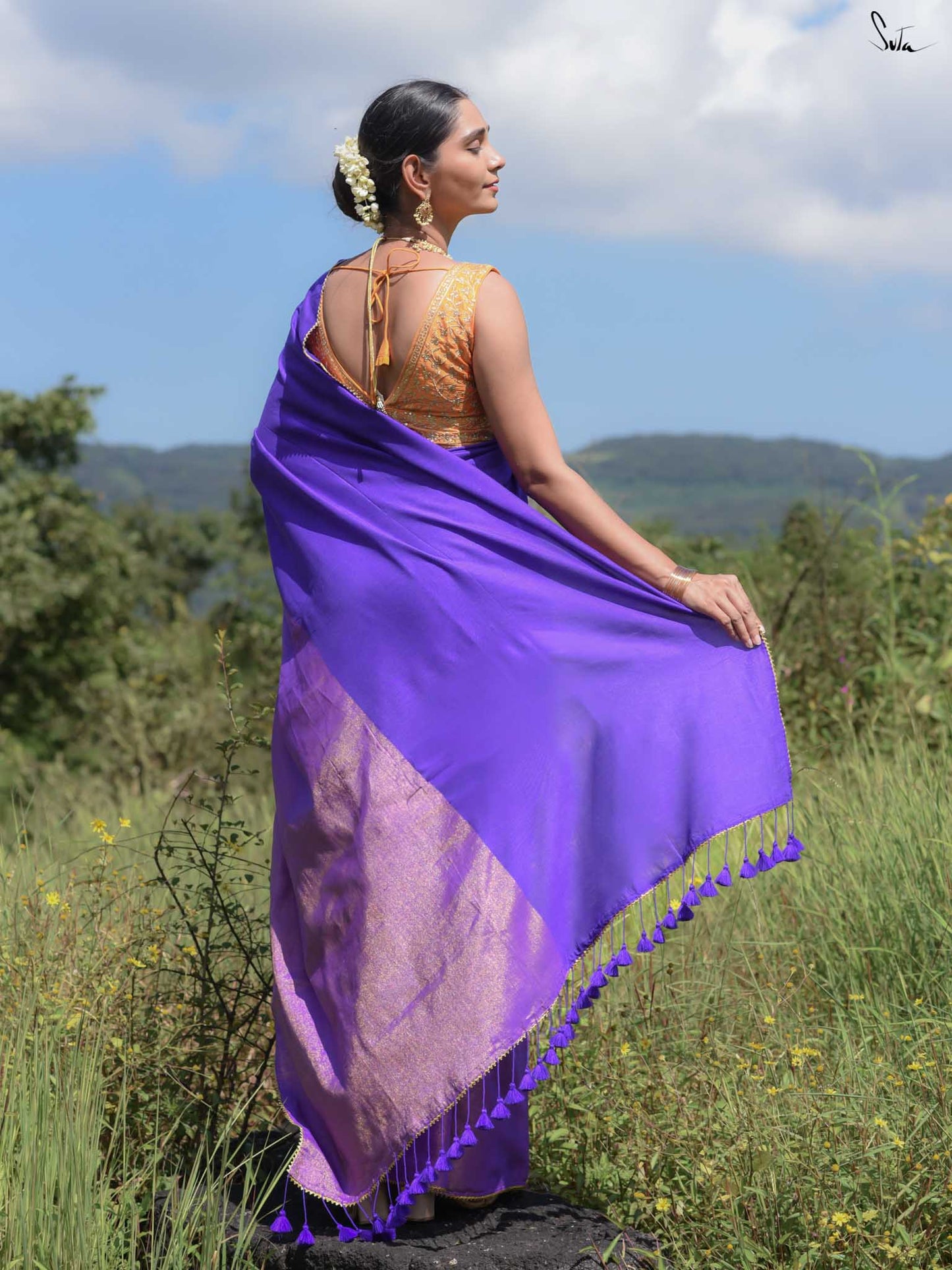 SUTA - Dipped in Orchids Cotton Acrylic Saree