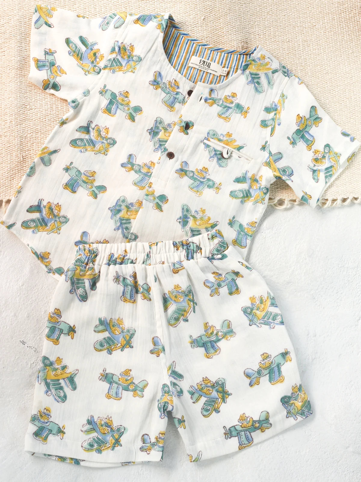 Chhapa - Kids Plane Muslin Shirt & Short Set